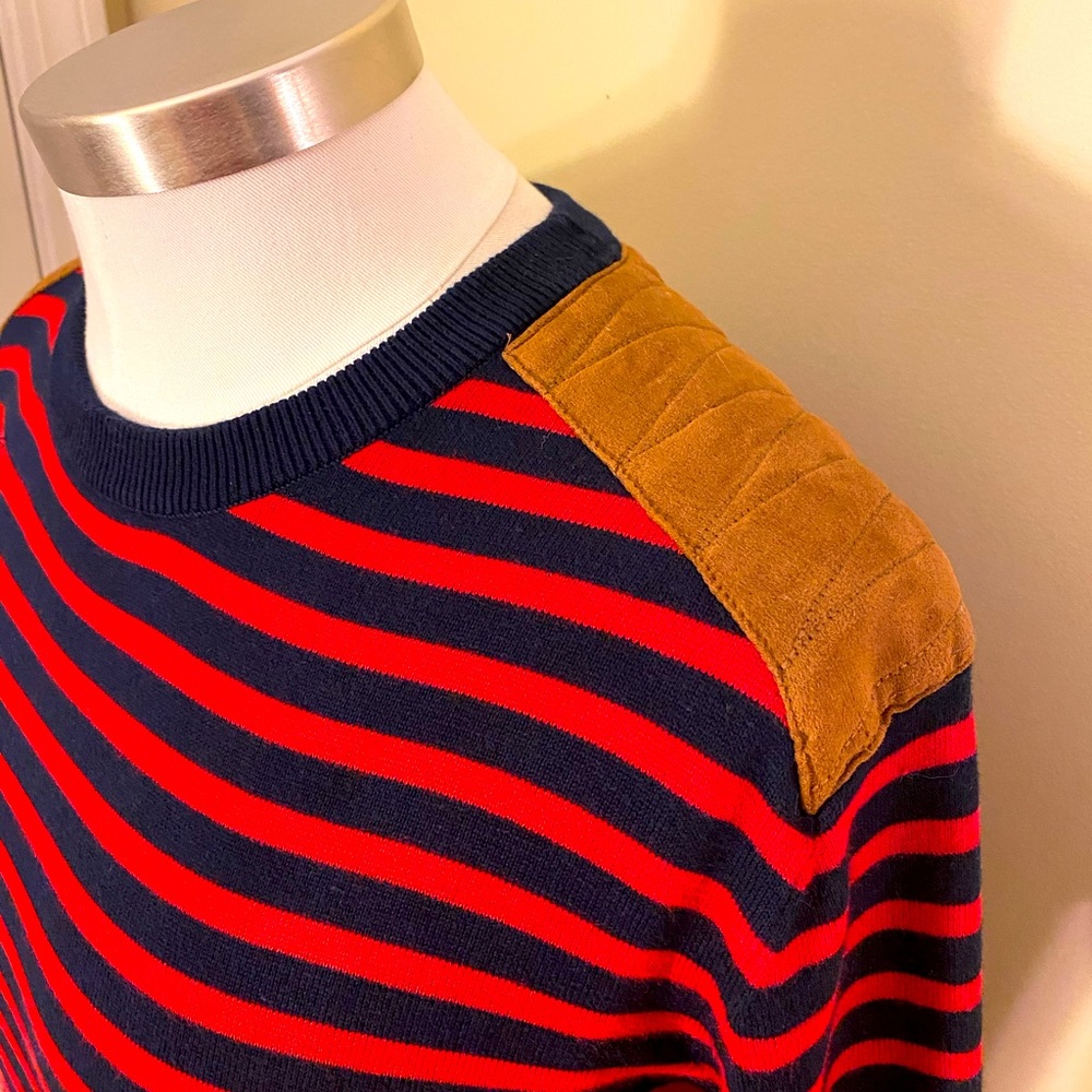 H&M Striped Sweater with Faux Suede Shoulders